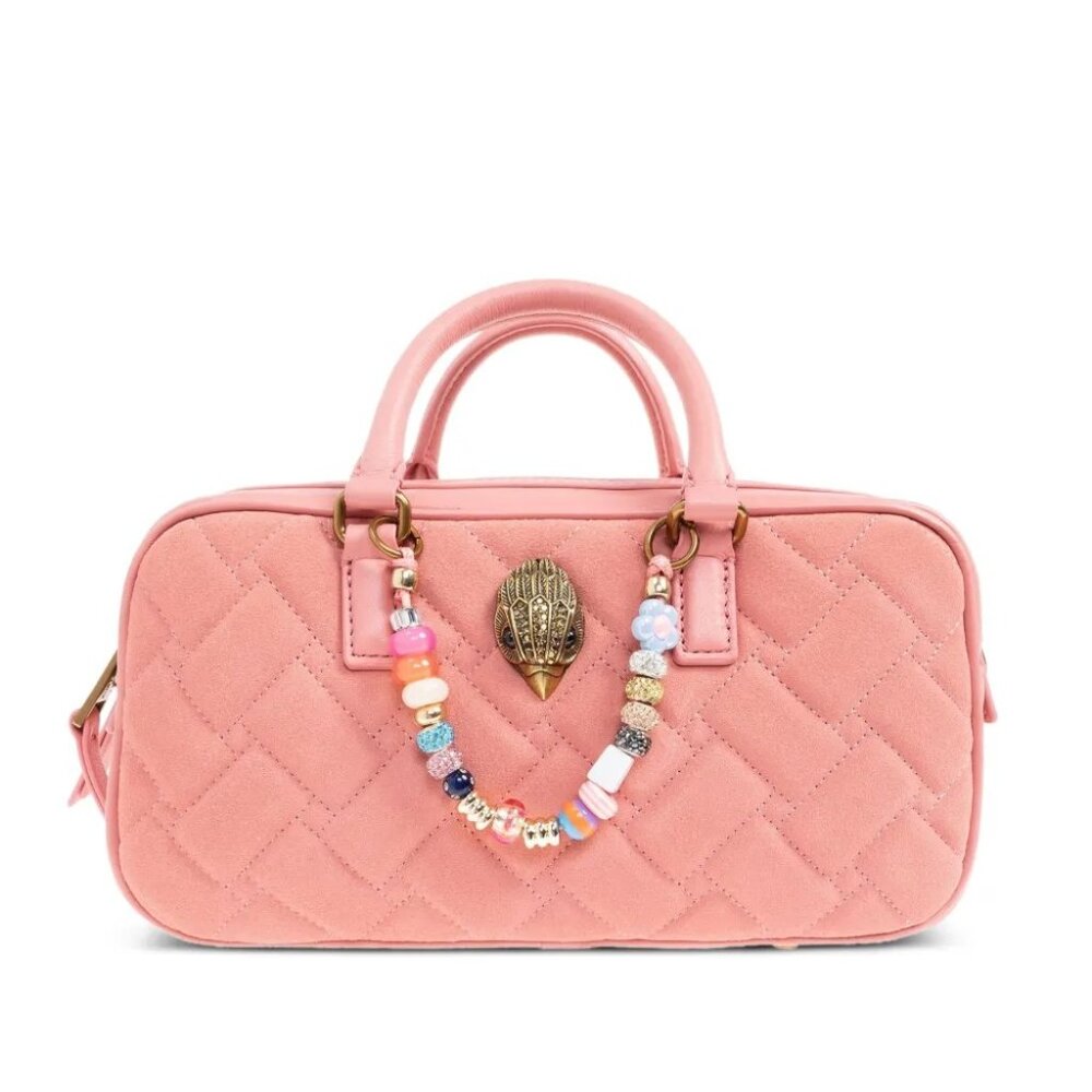 Kurt Geiger London $255 Small Kensington Quilted Duffle Pink Suede Combo NWT! - Picture 4 of 10